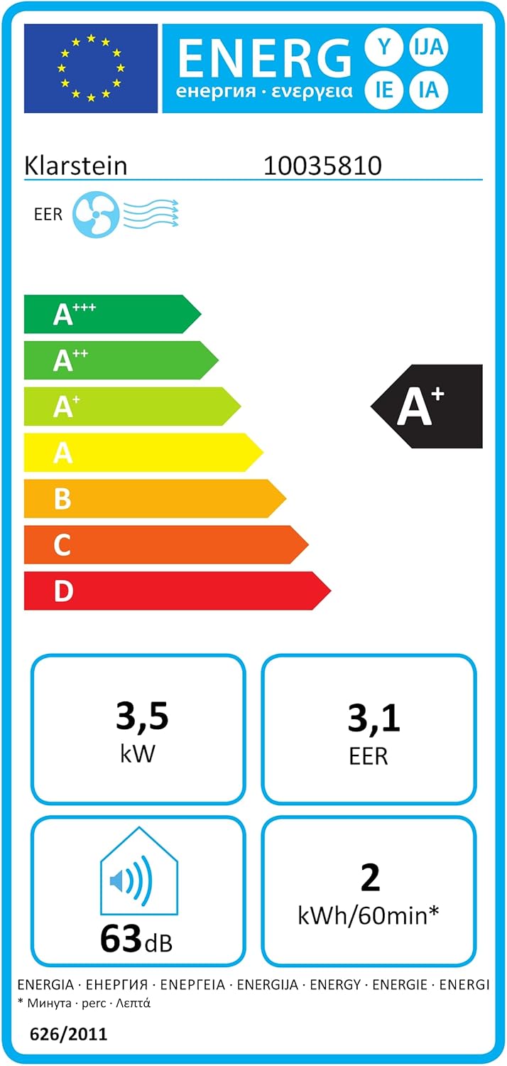 Klarstein Mobiele Airconditioner met Afvoerslang, 4-in-1 Airco, Ventilator, Luchtontvochtiger & Nachtmodus, Kleine & Draagbare Airco voor Thuis & Kantoor, Laag Verbruik, 14000BTU