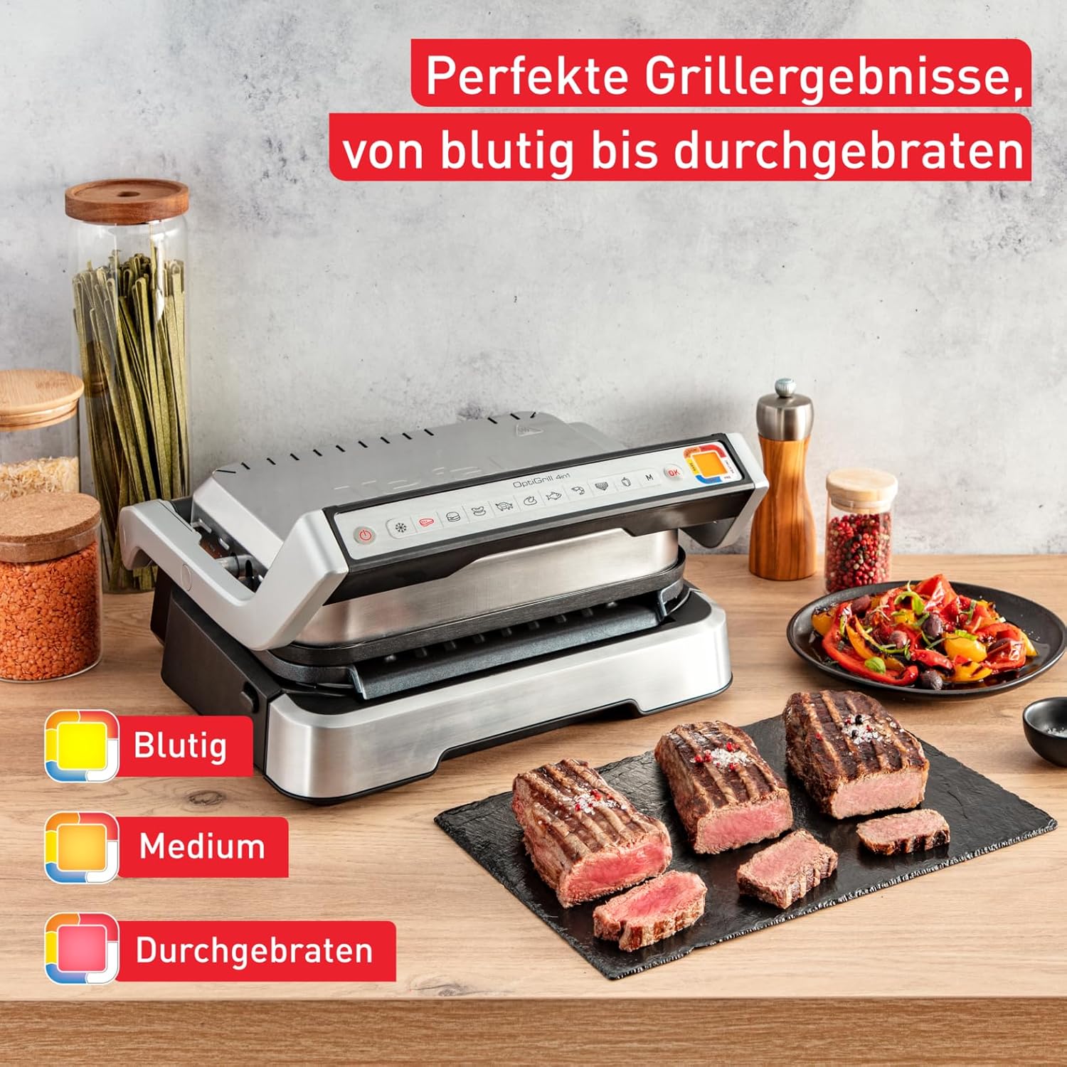 Tefal OptiGrill 4in1 Contactgrill met Bakplaat, Opklapbaar, Tafelgrill, 9 Programma's, Gaarheidsindicator, Elektrische grill, Oven, GC776D10