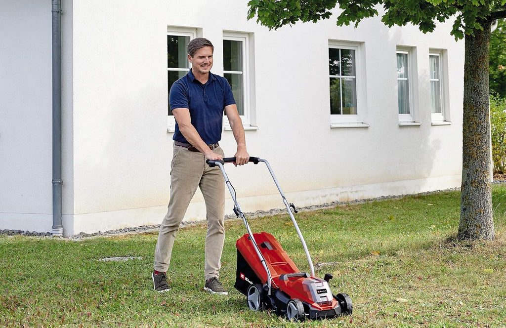 Einhell Accu-grasmaaier GE-CM 18/33 Li Kit Power X-Change (18 V, 33 cm maaibreedte, tot 200 m², borstelloos, 30L opvangzak, 25-65 mm maaihoogte, incl. 4,0 Ah accu + oplader)