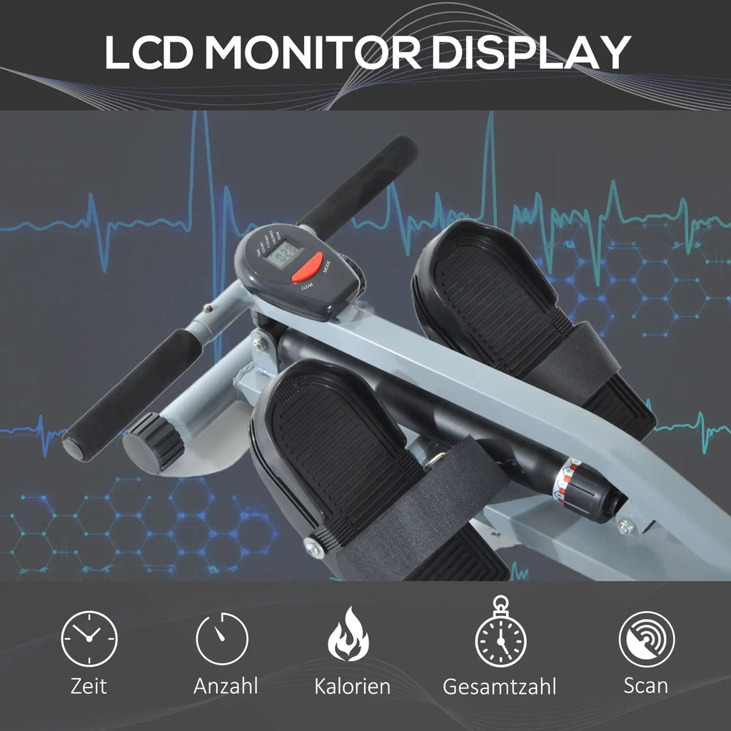 HOMCOM Roeitrainer Hometrainer met LCD-display, verstelbare weerstand
