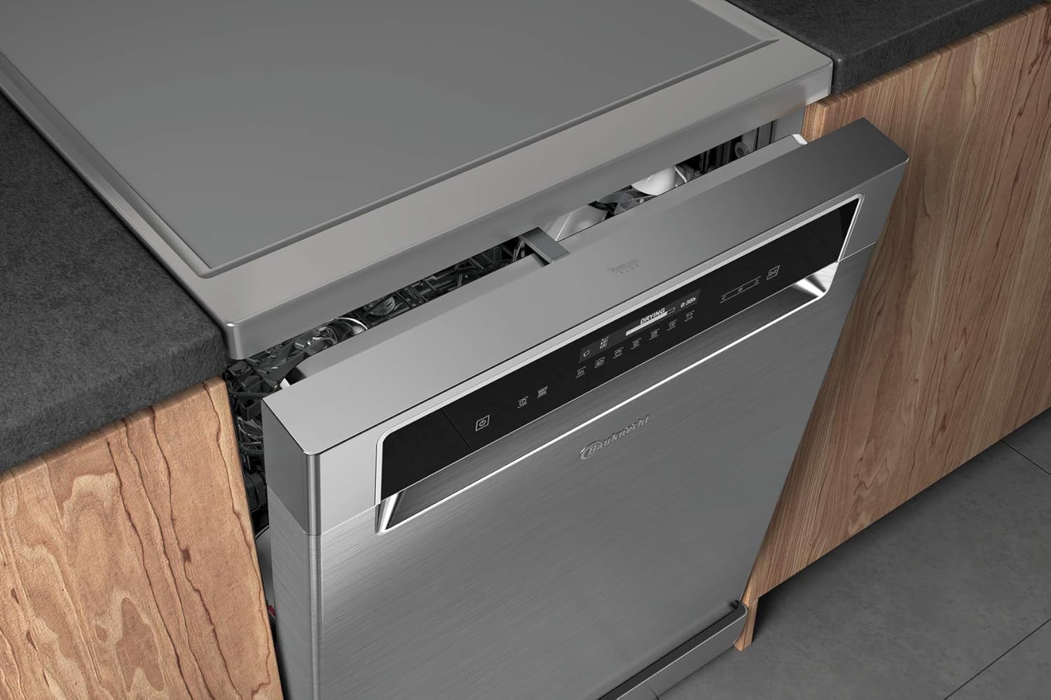 Bauknecht B7F HP43 XA Vrijstaande vaatwasser/ 60 cm/ 15 couverts/ PowerClean Pro-Effectieve hogedruksproeiers/ Natural Dry-Automatische deuropening-Betere droging/ Maxi Space-Meer binnenruimte