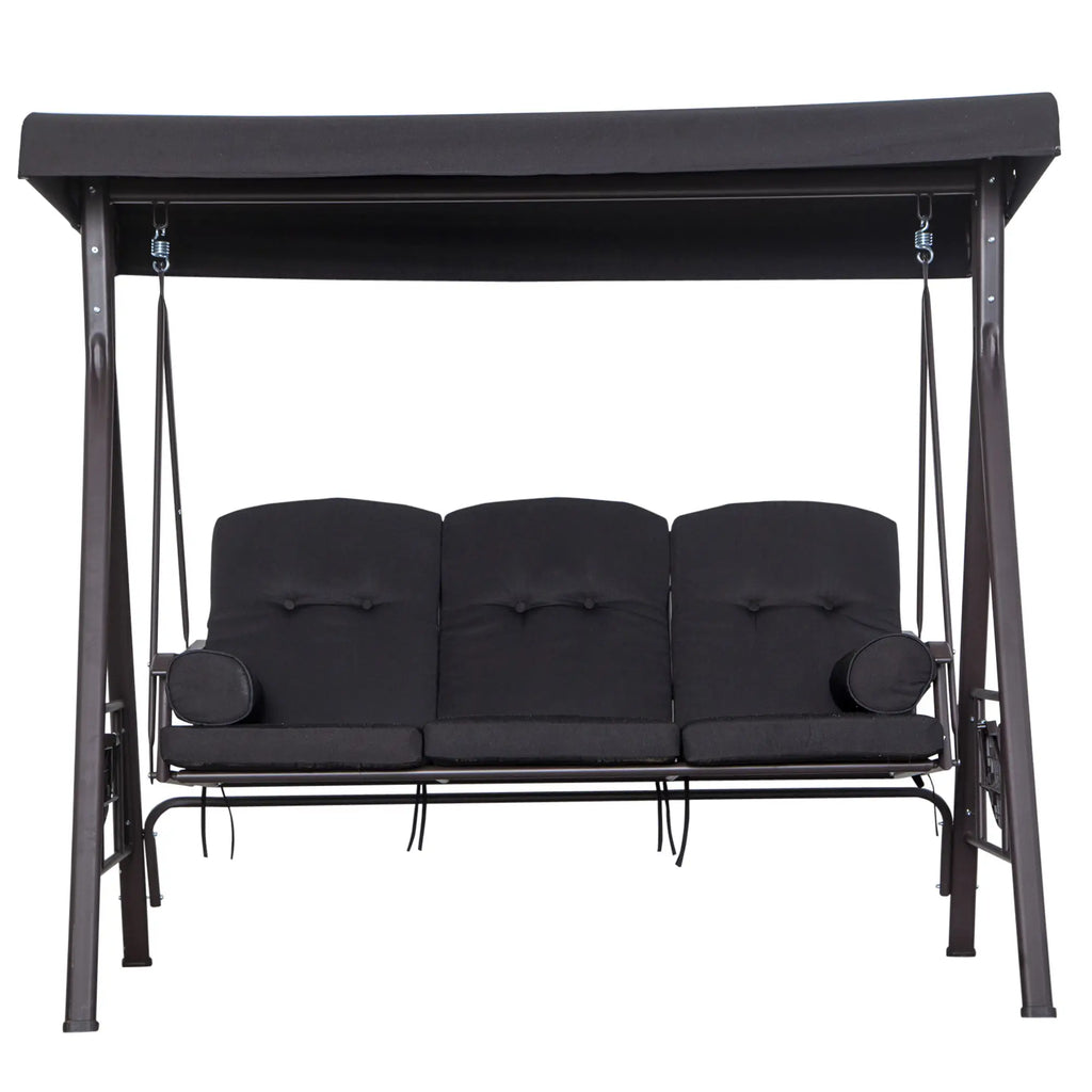 Outsunny 3-Sitzer Hollywoodschaukel mit Sonnendach & Kissen – Schwarz