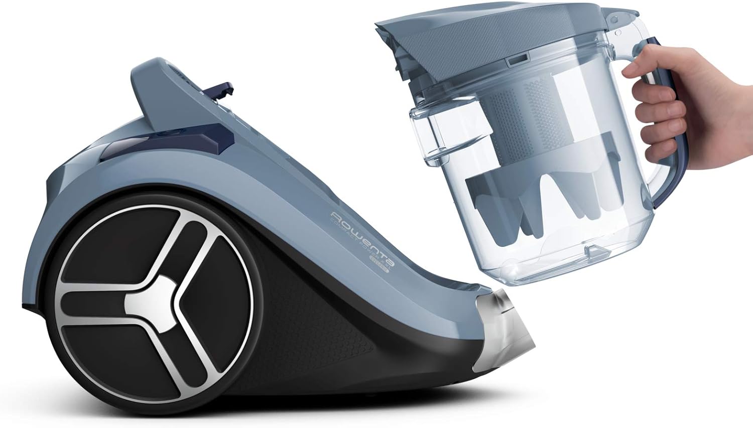 Rowenta RO4825 zakloze stofzuiger Compact Power XXL | 550 watt | 2,5L stofreservoir | Compact & stil | Extreme zuigkracht | Zeer efficiënte zuigmond | Zwart/Grijs