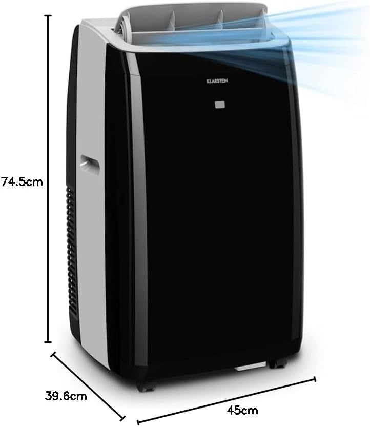 KLARSTEIN Grandbreeze Pro 14K – Mobiele airconditioner, luchtontvochtiger, ventilator, 3 snelheden, 14000 BTU/1,65 kW, ruimte: 42 tot 68 m², luchtstroom: 460 m³/u, CEE A – Wit airco