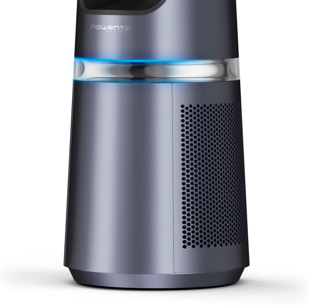 Rowenta QU5062 Eclipse 3in1 Luchtreiniger, ventilator, kachel, filtert 99,9% van de deeltjes, voor kamers tot 30 m2, snelle verwarming tot 35°C, automatische dag- en nachtmodus, zwart/grijs