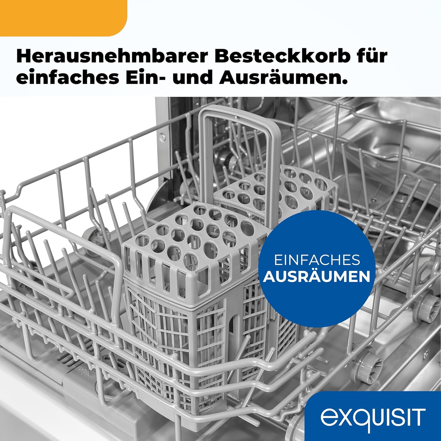 Exquisit Vaatwasser, 45 cm breedte, gedeeltelijk geïntegreerd, 9 couverts, 9 liter, startuitstel, ECO-modus, vaatwasser 45 cm, EGSP51009-EB-030E inox