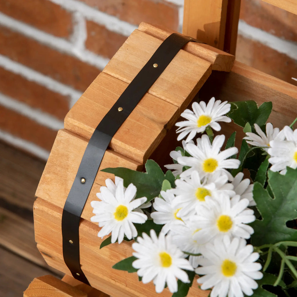 Outsunny Kweekbak bloementrap rustiek vat-design met klimrek massief hout