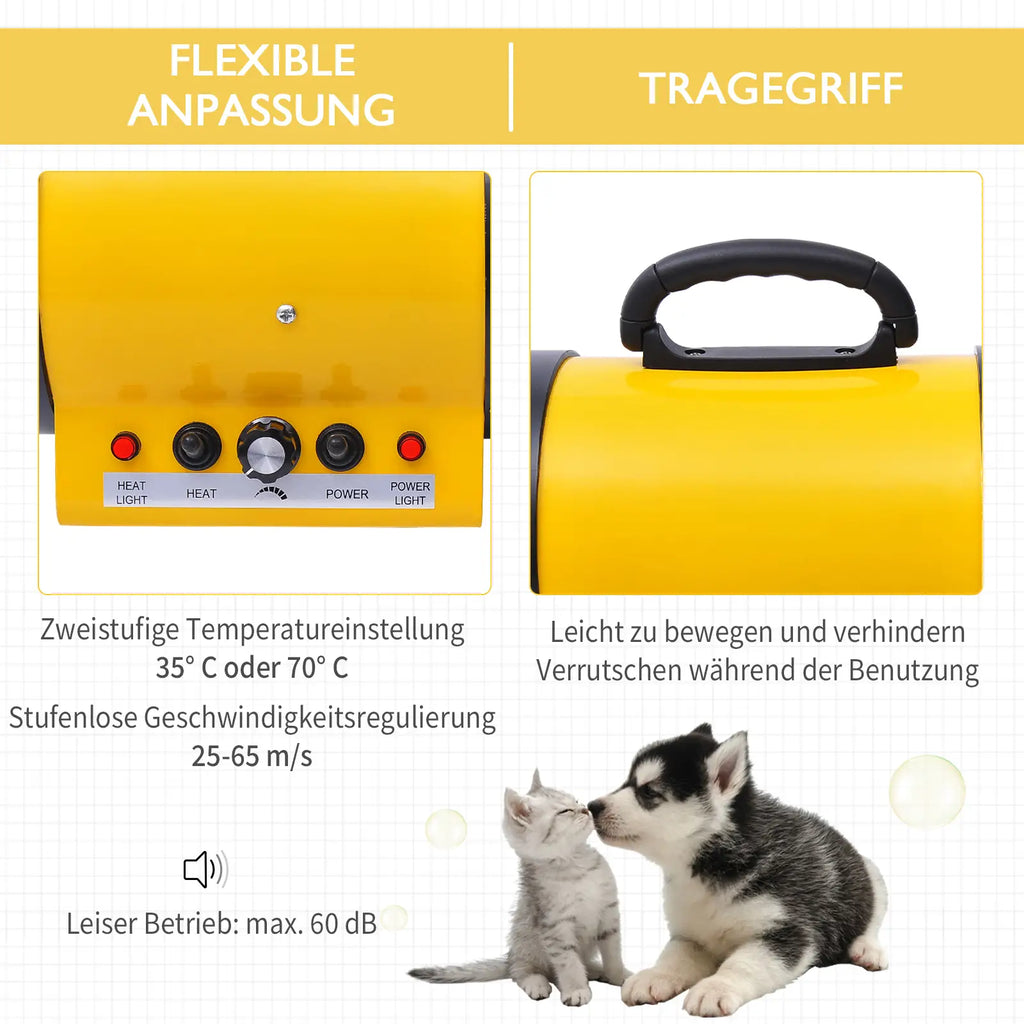 PawHut Hondenföhn 2800W geluidsarm traploos instelbaar