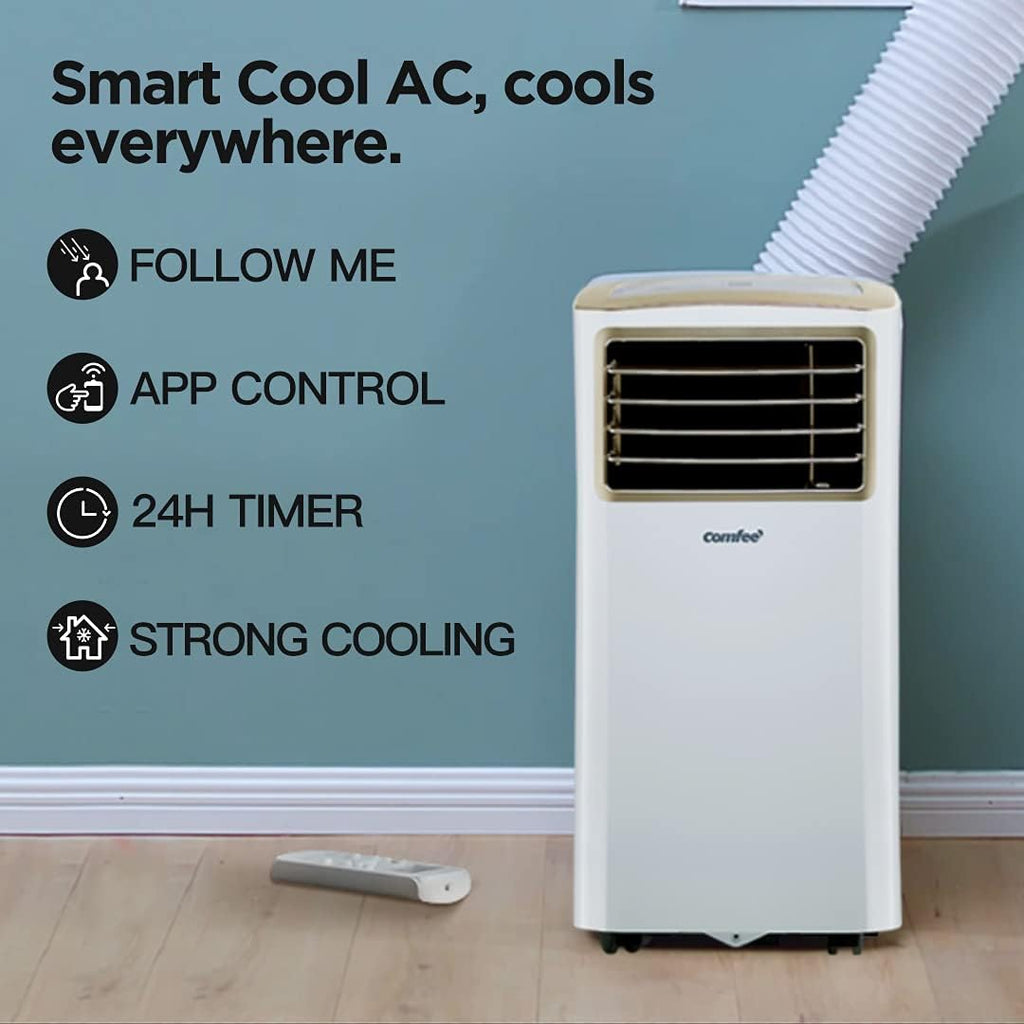 Comfee Mobiele Airco MPPH-09CRN7, 9000 BTU 2,6kW, Koelen&Ventileren&Ontvochtigen, Ruimtegrootte tot 88m³(33㎡), Mobiele Airconditioner met Afvoerslang