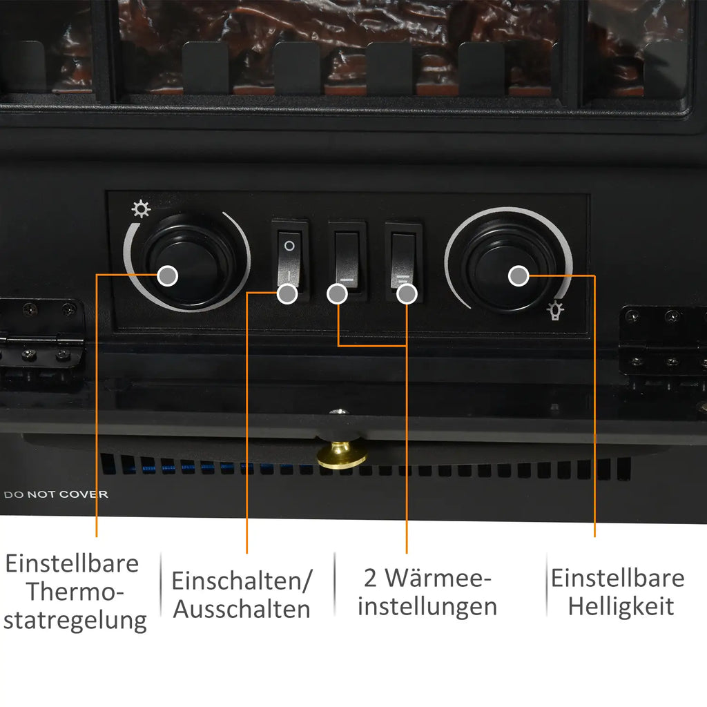 HOMCOM Elektrische haard Haardkachel Vlameffect Oververhittingsbeveiliging