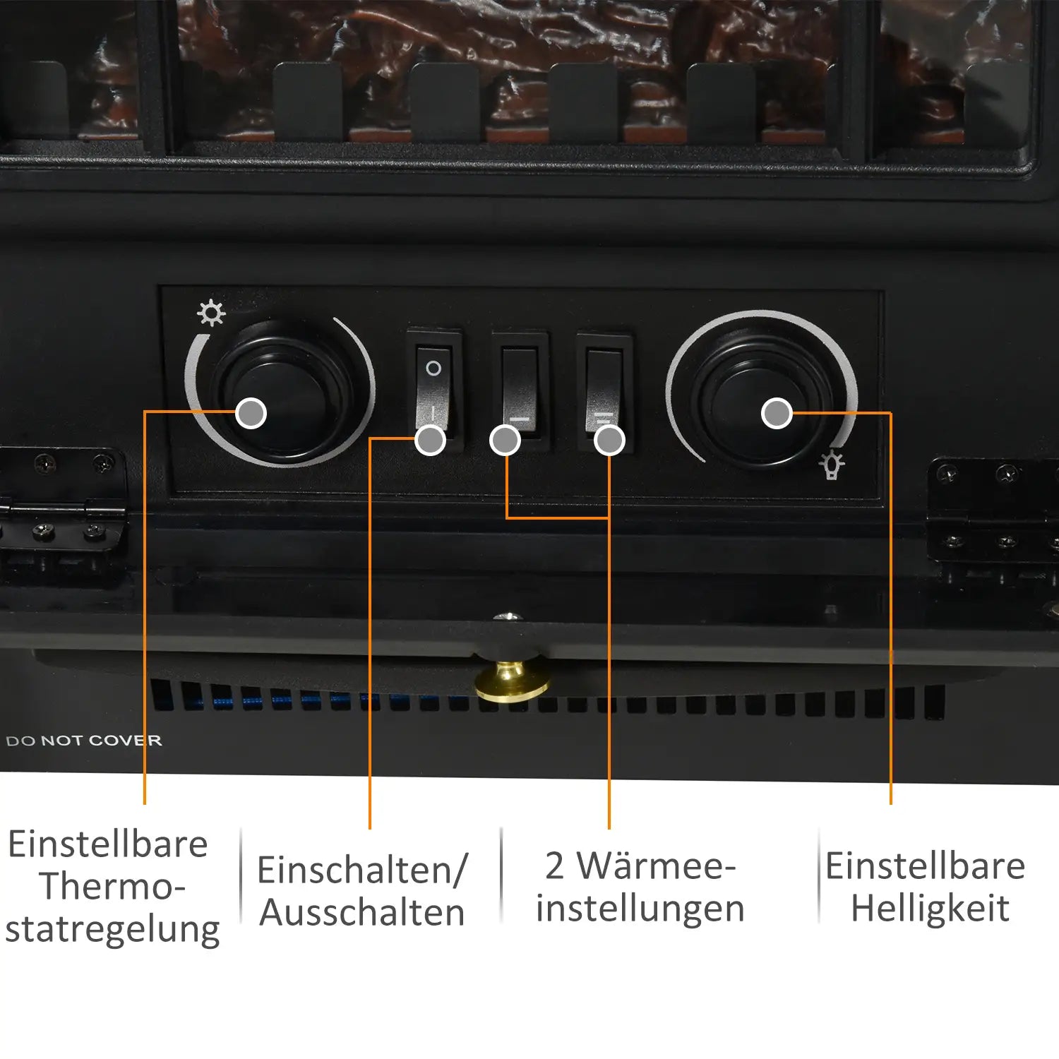 HOMCOM Elektrische haard Haardkachel Vlameffect Oververhittingsbeveiliging