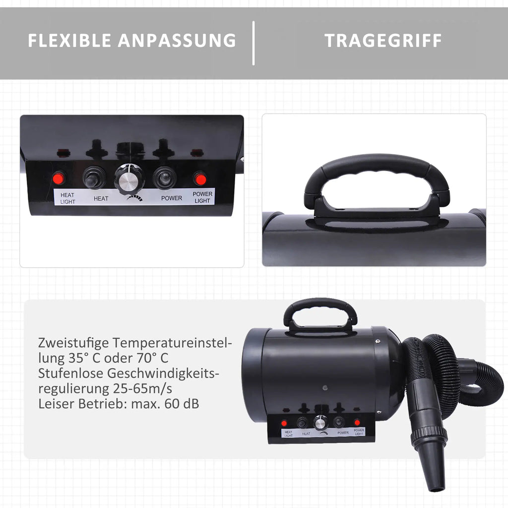 PawHut hondenfohn 2800W stil traploos instelbaar