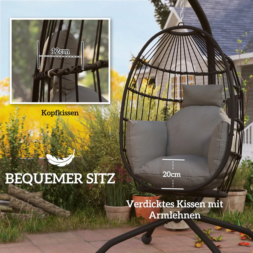 Outsunny Opvouwbare Hangstoel voor Buiten met Bekerhouder