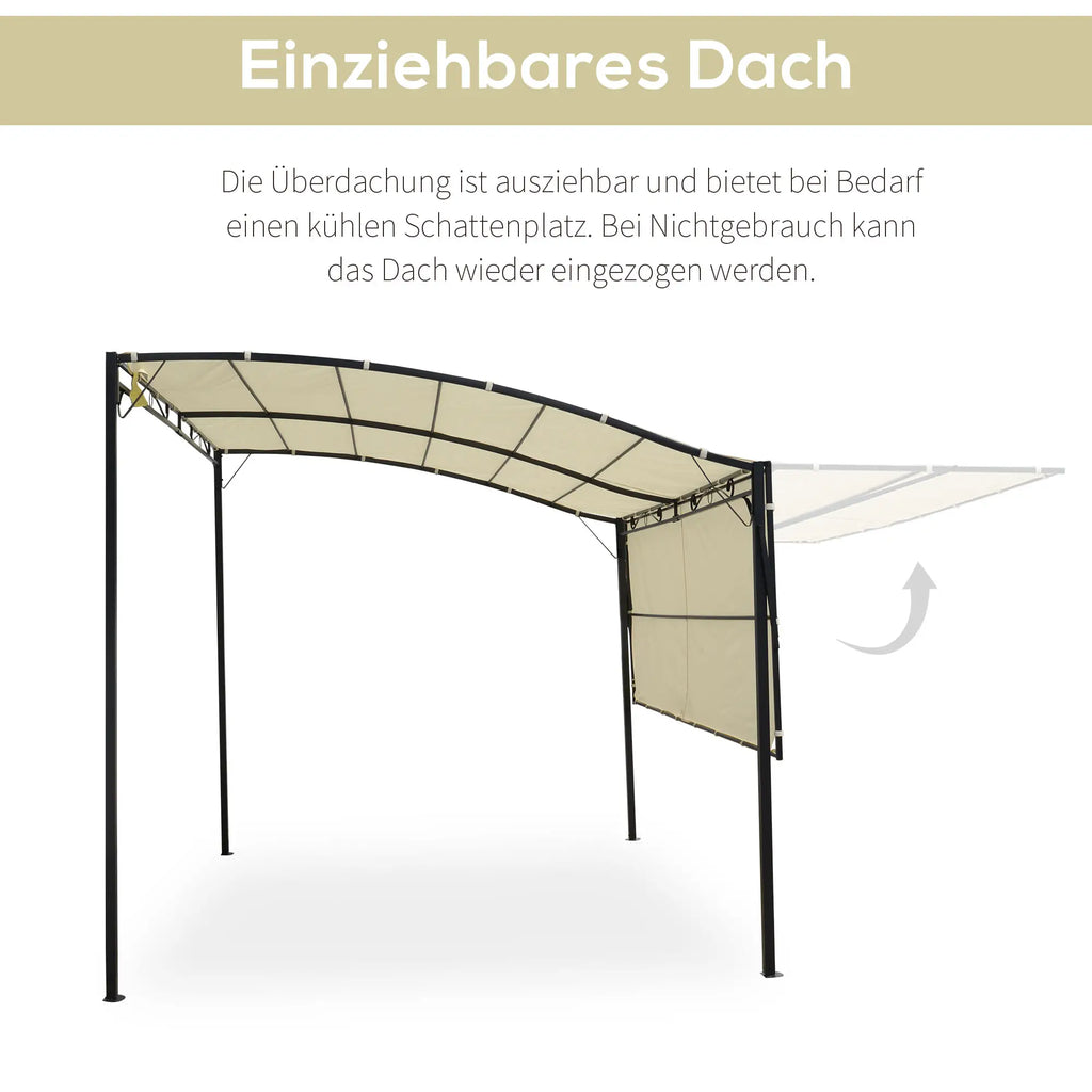 Outsunny Pergola tuindak opvouwbaar zijzeil wandmontage