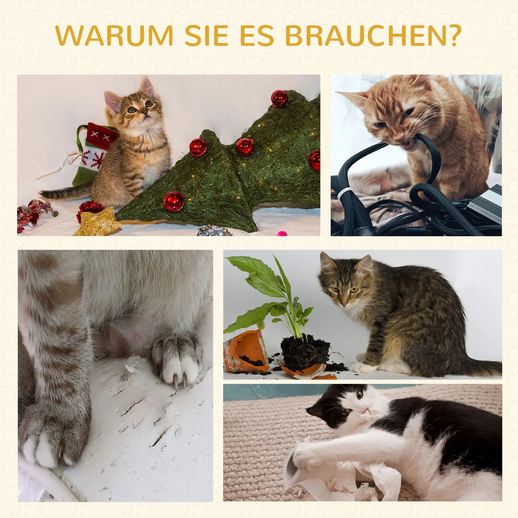 PawHut Krabpaal Kattenmeubels met Kattenhuis Hangmat Speelgoed