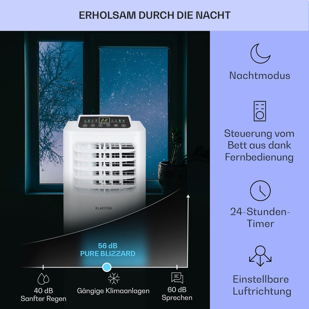 Klarstein Airconditioner, 4-in-1 Airconditioningsysteem, Luchtontvochtiger, Ventilator & Nachtmodus, Mobiele airconditioner met afvoerslang, App-bediening, Airconditioner voor ruimtes tot 44 m², 9000 BTU, Wit