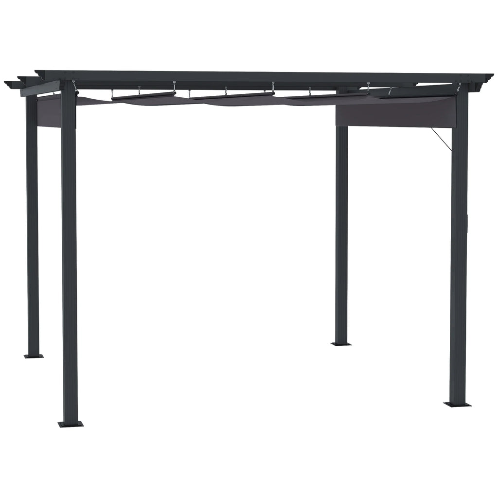 Outsunny Pergola 2,95x2,95 m met schuifdak grijs