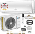 Kältebringer Split Airconditioner Quick Connect - 12000 BTU (3,4 kW) Airconditioner met Verwarmingsfunctie, Wifi & App, tot 91m², zeer stil - 5m Koperleiding, Koelmiddel R32, Montagemateriaal, Muurbeugel