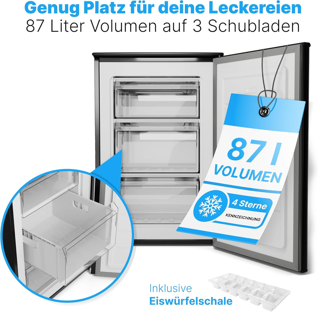 Bomann® Vriezer 87L | Kleine vriezer met temperatuurbereik ≤ -18°C | 3 laden | Vriezer met verwisselbare deuraanslag | Kleine vriezer GS 7253 wit