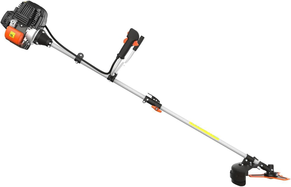 FUXTEC Benzine bosmaaier FX-4MS131, grastrimmer met 4-taktmotor, 320 mm snijcirkel, ergonomische tweehandige handgreep, noodstopschakelaar, lichtgewicht, incl. professionele draagriem/mes/draad