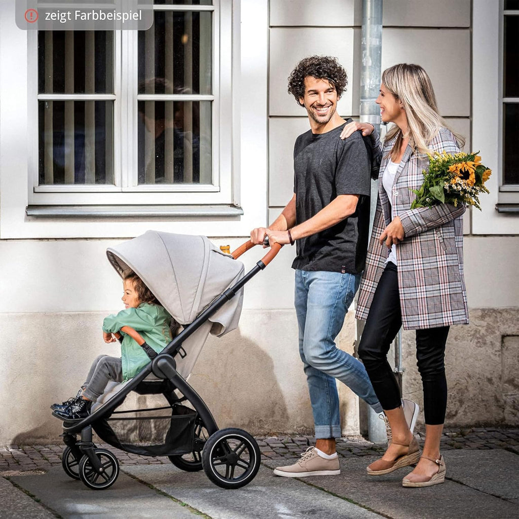 Hauck Uptown Kinderwagen Melange Rose – wandelwagen voor elk terrein, extra grote zitting, vlakke ligstand, rubberen wielen, vering, compact en eenvoudig inklapbaar, met regenhoes