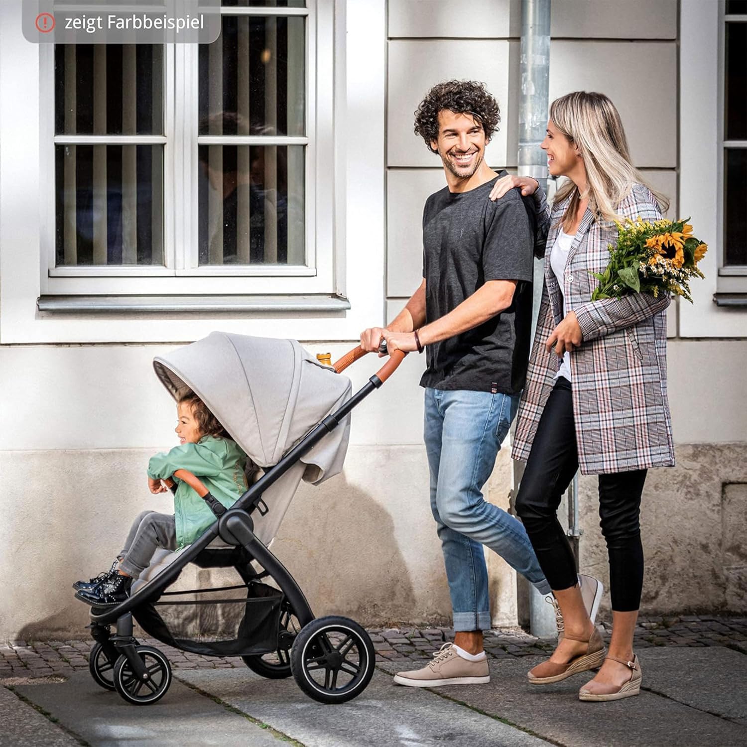 Hauck Uptown Kinderwagen Melange Rose – wandelwagen voor elk terrein, extra grote zitting, vlakke ligstand, rubberen wielen, vering, compact en eenvoudig inklapbaar, met regenhoes