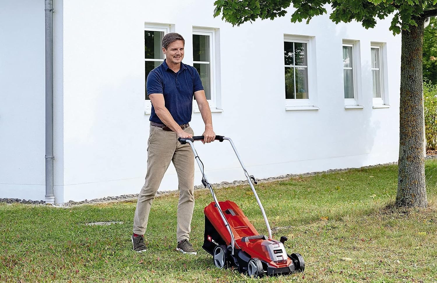 Einhell Accu-grasmaaier GE-CM 18/33 Li Kit Power X-Change (18 V, 33 cm maaibreedte, tot 200 m², borstelloos, 30L opvangzak, 25-65 mm maaihoogte, incl. 4,0 Ah accu + oplader)