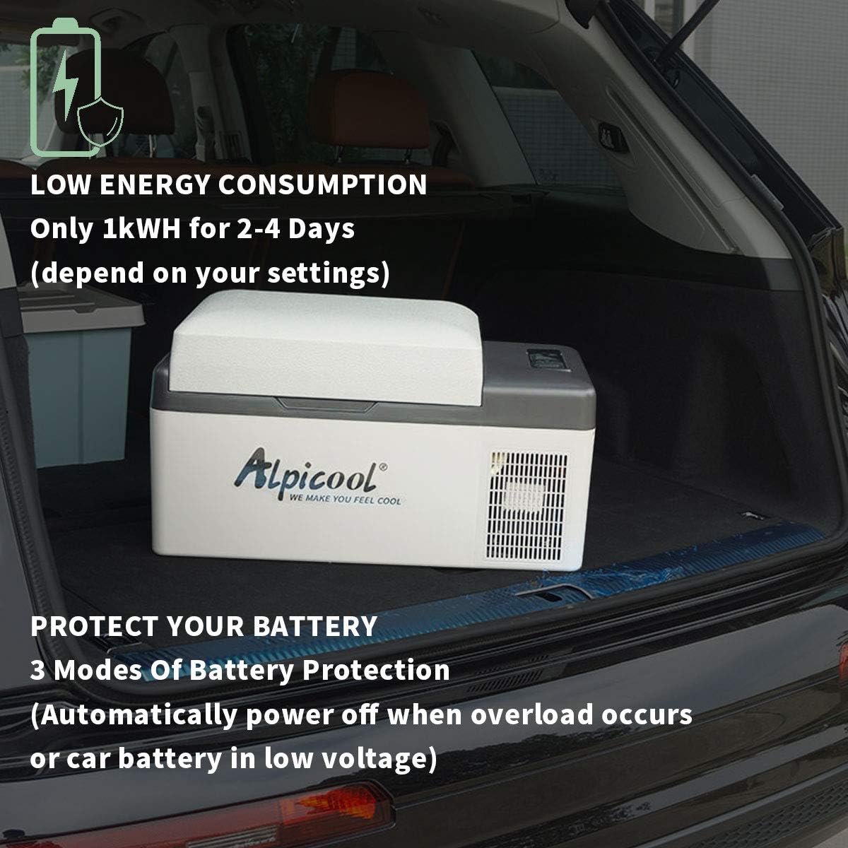 Alpicool C12 12L koelbox 12 V mini koelkast elektrische compressor auto koelkast camping vriezer kleine draagbare voor auto, vrachtwagen, boot, camper met USB-aansluiting