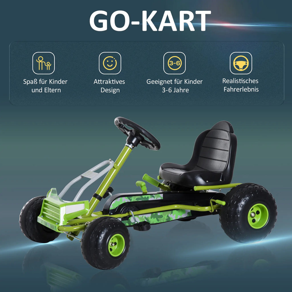 HOMCOM Kinder Go-Kart Trapauto Offroad-design verstelbare zitting