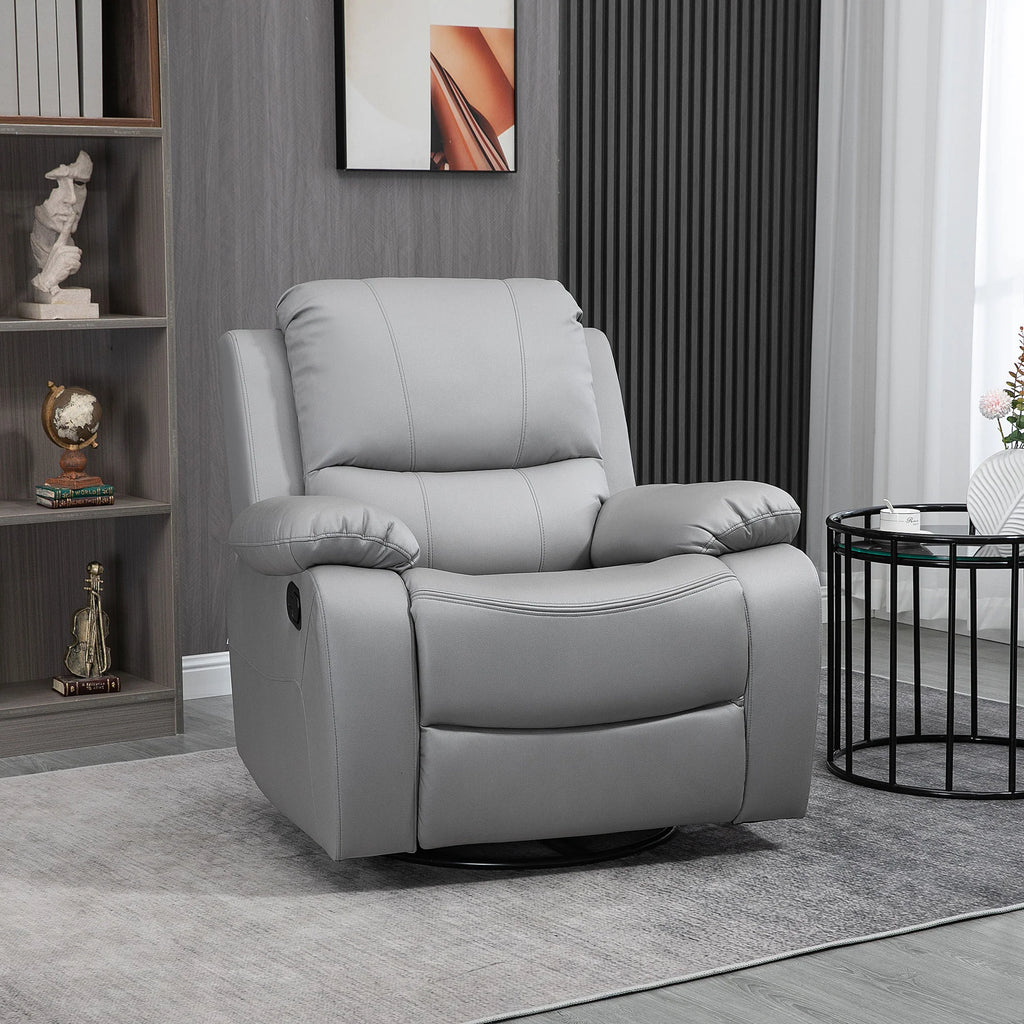 HOMCOM Relaxfauteuil tv-stoel verstelbaar draaibaar grijs