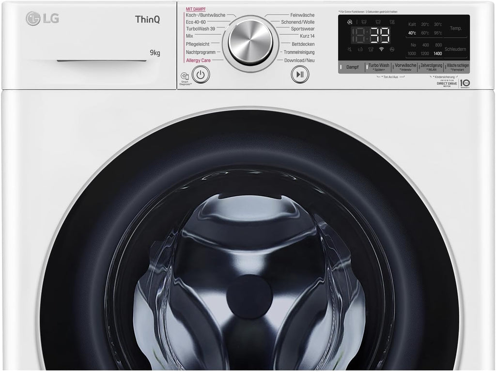 LG F4WV7080, Klasse A, Voorlader Wasmachine 8 kg, 1400 tpm, AI Direct Drive, Wi-Fi, Dieptereiniging met Stoom, Grote Capaciteit, TRIPLE A, Veiligheidsglas Buitendeur, 62 x 60 x 85 cm ꟷ Wit