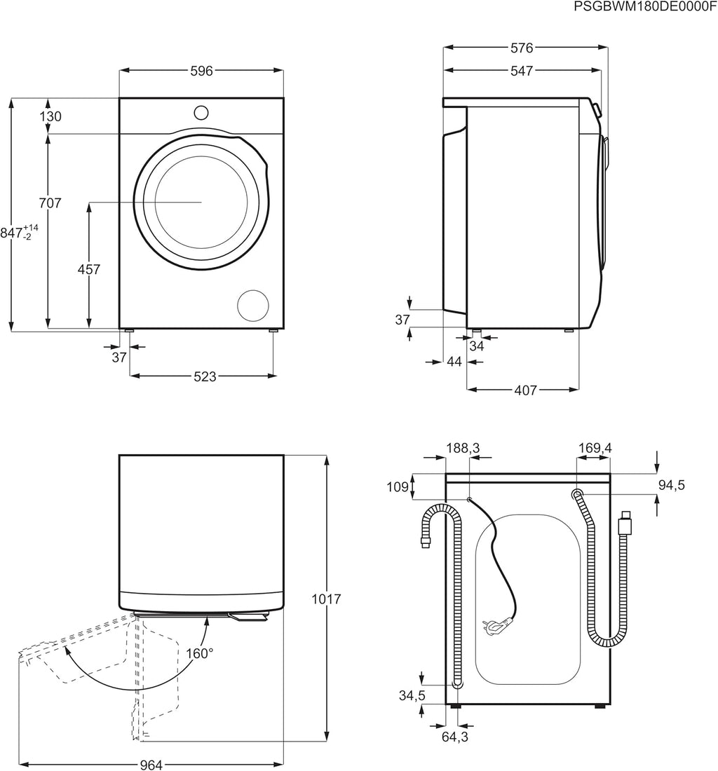 AEG L6FBA51480 Wasmachine / 8,0 kg / Stil / ProSense (automatische beladingsherkenning) / Bijvulfunctie / Kinderbeveiliging / Zachte trommel / Waterstop / 1400 tpm