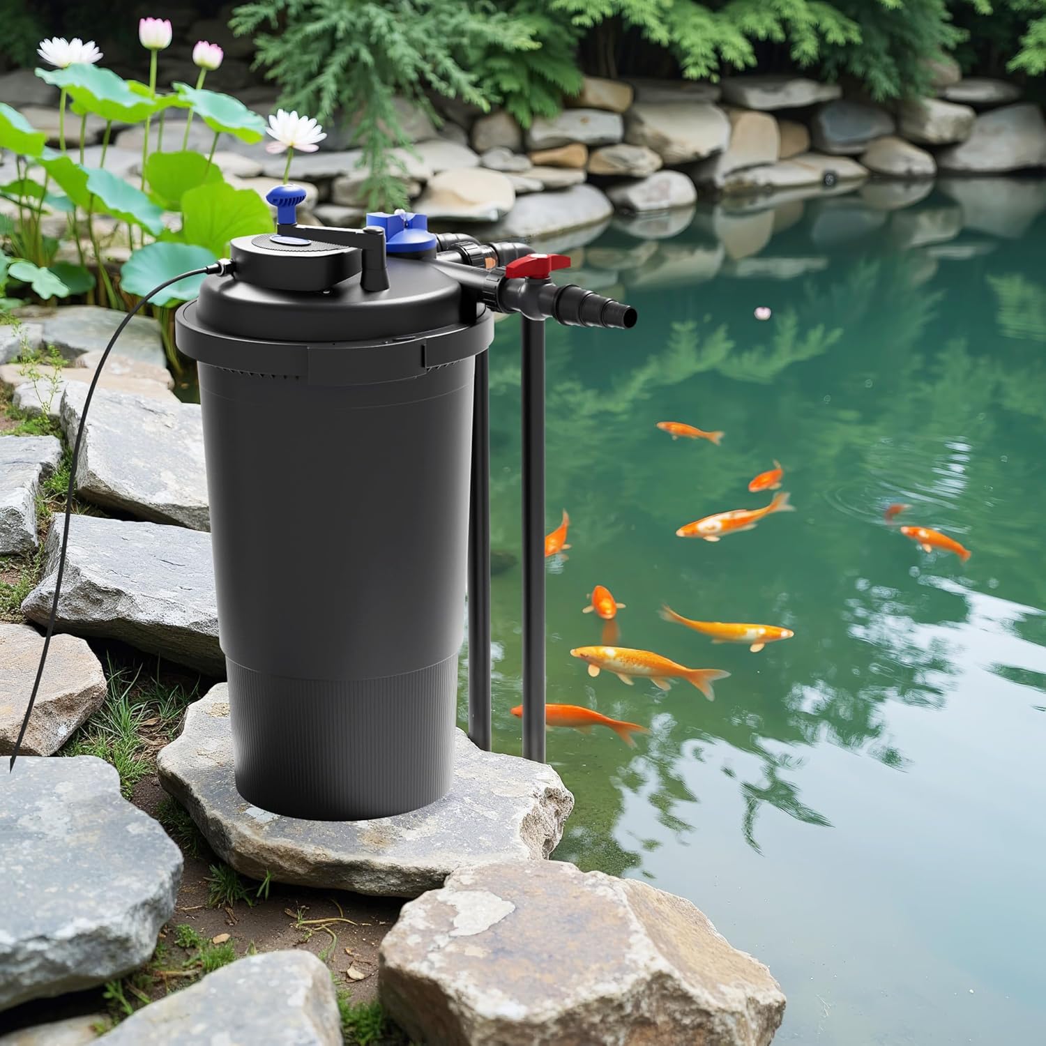 SunSun CPF-15000 Druckteichfilter 10.000 l/h / 18 W UVC Einheit, Teichdruckfilter für Teiche bis 30.000 Liter, Teichklärer, Filteranlage