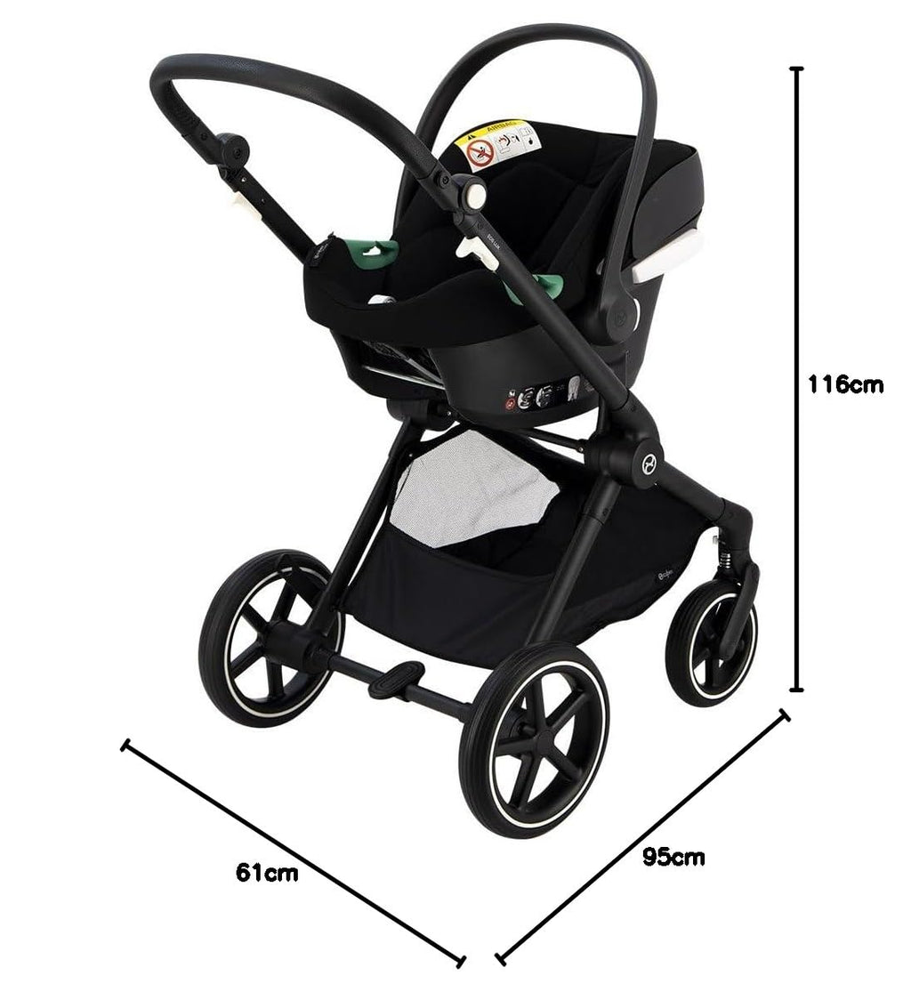 CYBEX Gold Kinderwagen EOS Lux 2-in-1 met Aton B2 i-Size autostoel en autostoeladapters, reissysteem, vanaf de geboorte tot 22 kg (ca. 4 jaar), Moon Black (Zwart)
