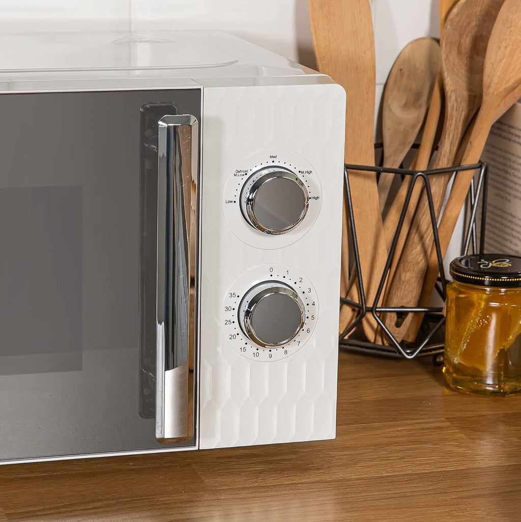 Russell Hobbs Honeycomb RHMM715G 17 liter 700 W grijs solo handmatige magnetron met 5 standen, geïntegreerde timer en ontdooifunctie