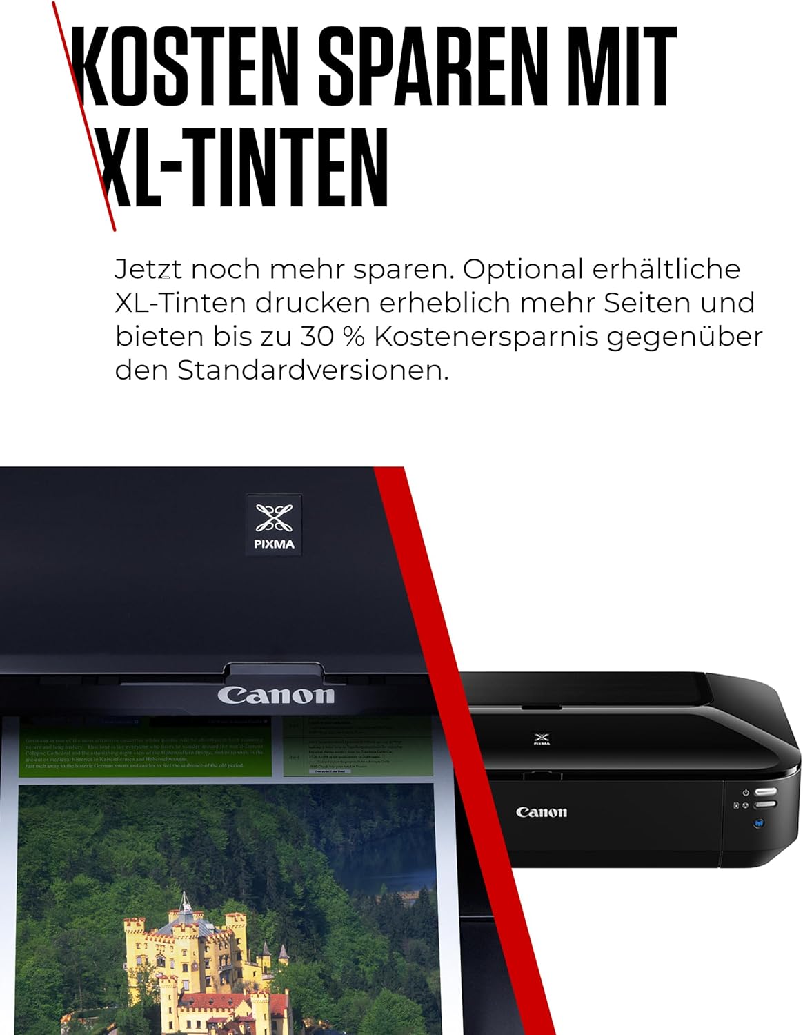 Canon PIXMA iX6850 printer, kleureninkjet multifunctioneel apparaat DIN A3+ (kantoorprinter, fotoprint, tekstprint, 9.600 x 2.400 DPI, wifi, WLAN, USB, 5 afzonderlijke inkten, direct printen, print-app) zwart