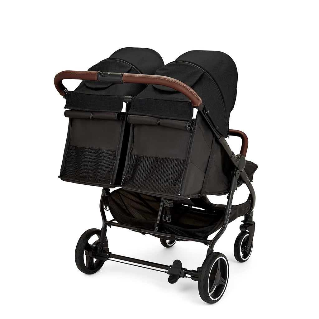 Venus Max Duo Buggy - geschikt vanaf de geboorte tot 15 kg (ongeveer 3 jaar), compacte, lichte, opvouwbare tweelingbuggy, inclusief regenhoes en voetenzak (Biscuit)