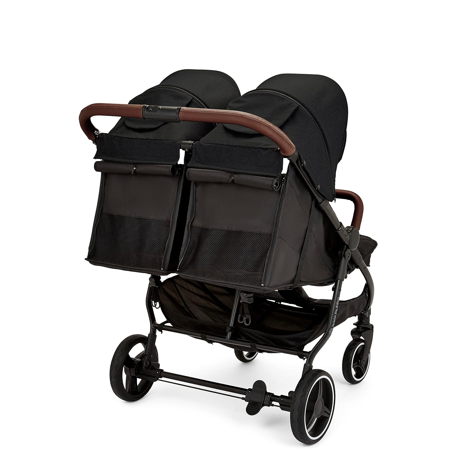 Venus Max Duo Buggy - geschikt vanaf de geboorte tot 15 kg (ongeveer 3 jaar), compacte, lichte, opvouwbare tweelingbuggy, inclusief regenhoes en voetenzak (Biscuit)