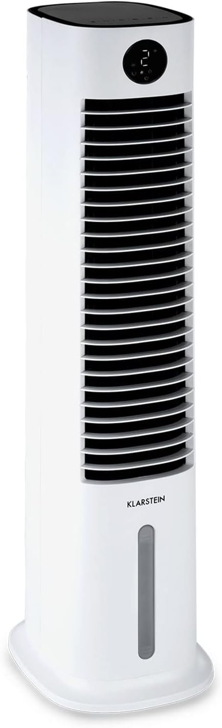 Klarstein Luchtkoeler met Waterkoeling, 5-in-1 Verdampingskoeler, Luchtbevochtiger, Ventilator & Luchtreiniger, Mobiele Airconditioner Luchtkoeler met App-Bediening, 80W Air Cooler, 462m³/h Luchtstroom, Wit