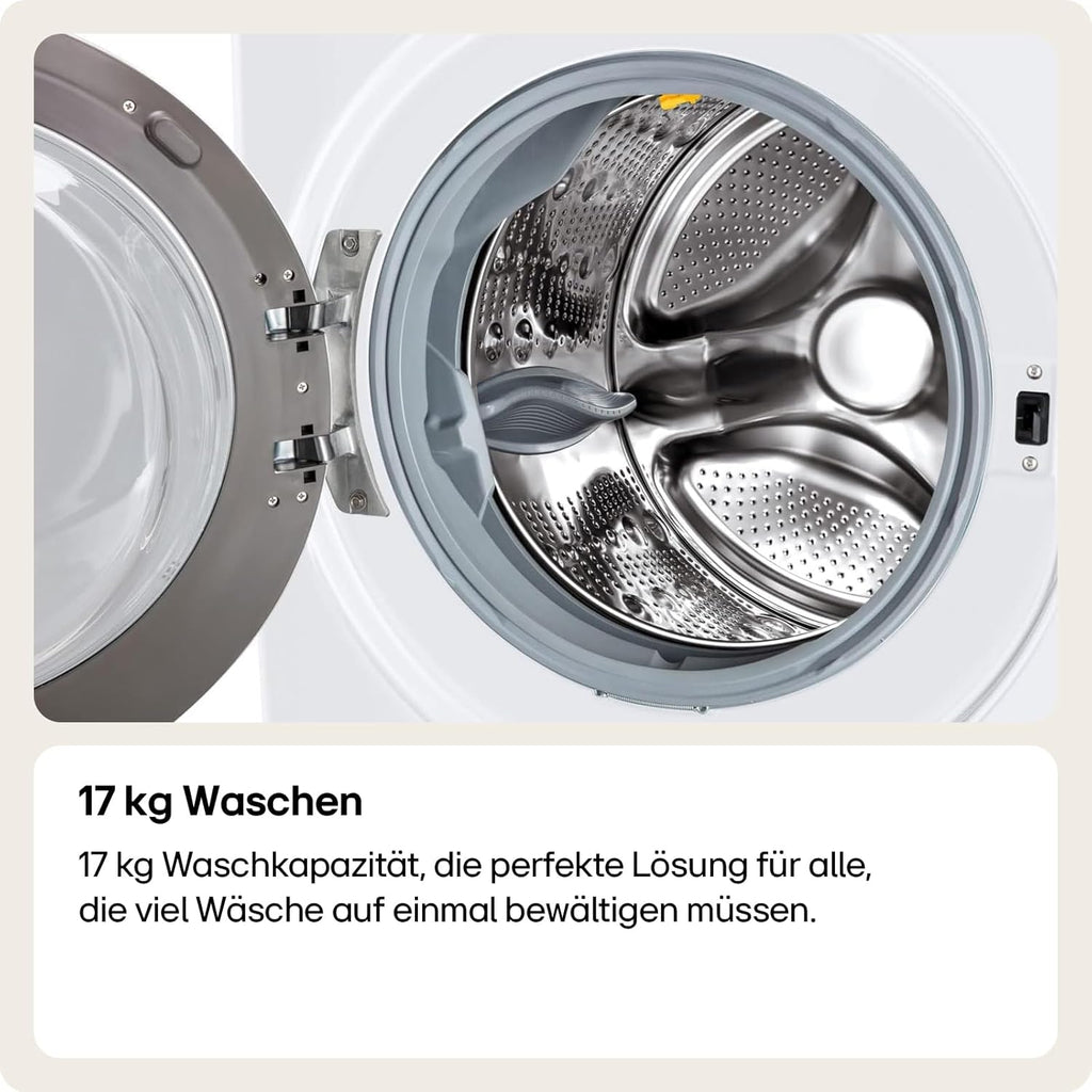 LG F4WV7080, Klasse A, Voorlader Wasmachine 8 kg, 1400 tpm, AI Direct Drive, Wi-Fi, Dieptereiniging met Stoom, Grote Capaciteit, TRIPLE A, Veiligheidsglas Buitendeur, 62 x 60 x 85 cm ꟷ Wit