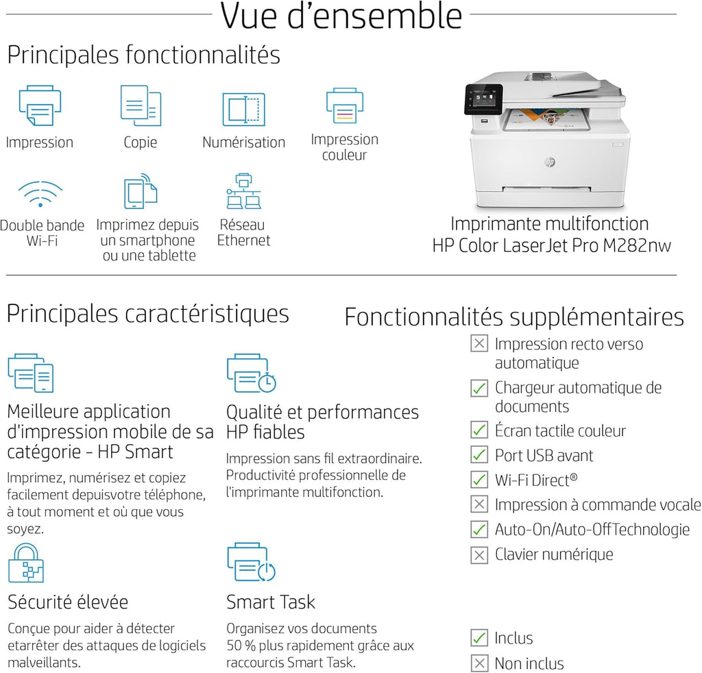 HP Color LaserJet Pro MFP 3302fdwg multifunctionele kleurenlaserprinter, fax, automatisch dubbelzijdig afdrukken, touchscreen, wifi, ethernet, USB, HP Wolf Pro Security