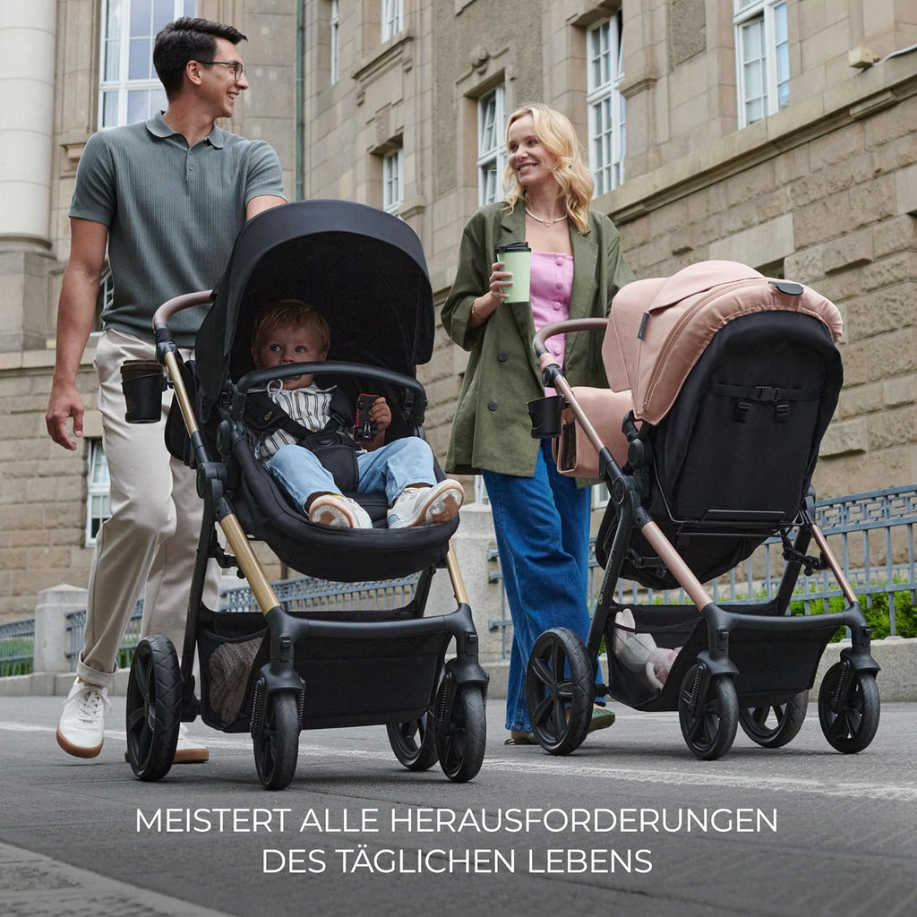 Kinderkraft MOOV2 AIR Kinderwagen 3 in 1 Kinderwagenset tot 26 kg met autostoel I-SIZE 40-75 cm, buggyfunctie, verstelbare ligstand, grote uitschuifbare kap, opblaasbare wielen, zwart