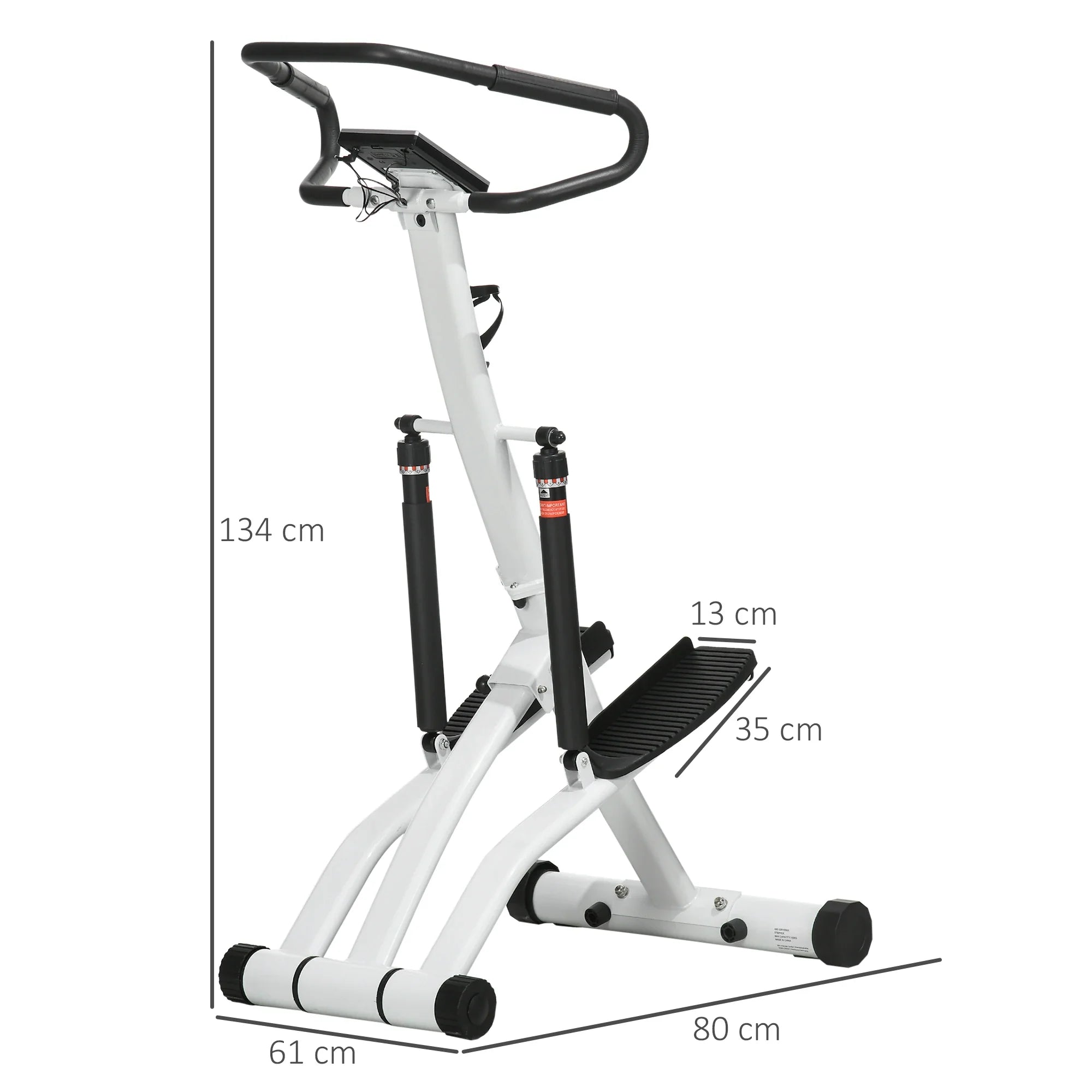 SPORTNOW Stepper met handgreep 12 weerstandsniveaus monitorweergave