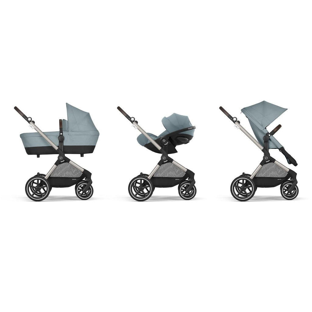 CYBEX Gold Kinderwagen EOS Lux 2-in-1 met Aton B2 i-Size autostoel en autostoeladapters, reissysteem, vanaf de geboorte tot 22 kg (ca. 4 jaar), Moon Black (Zwart)