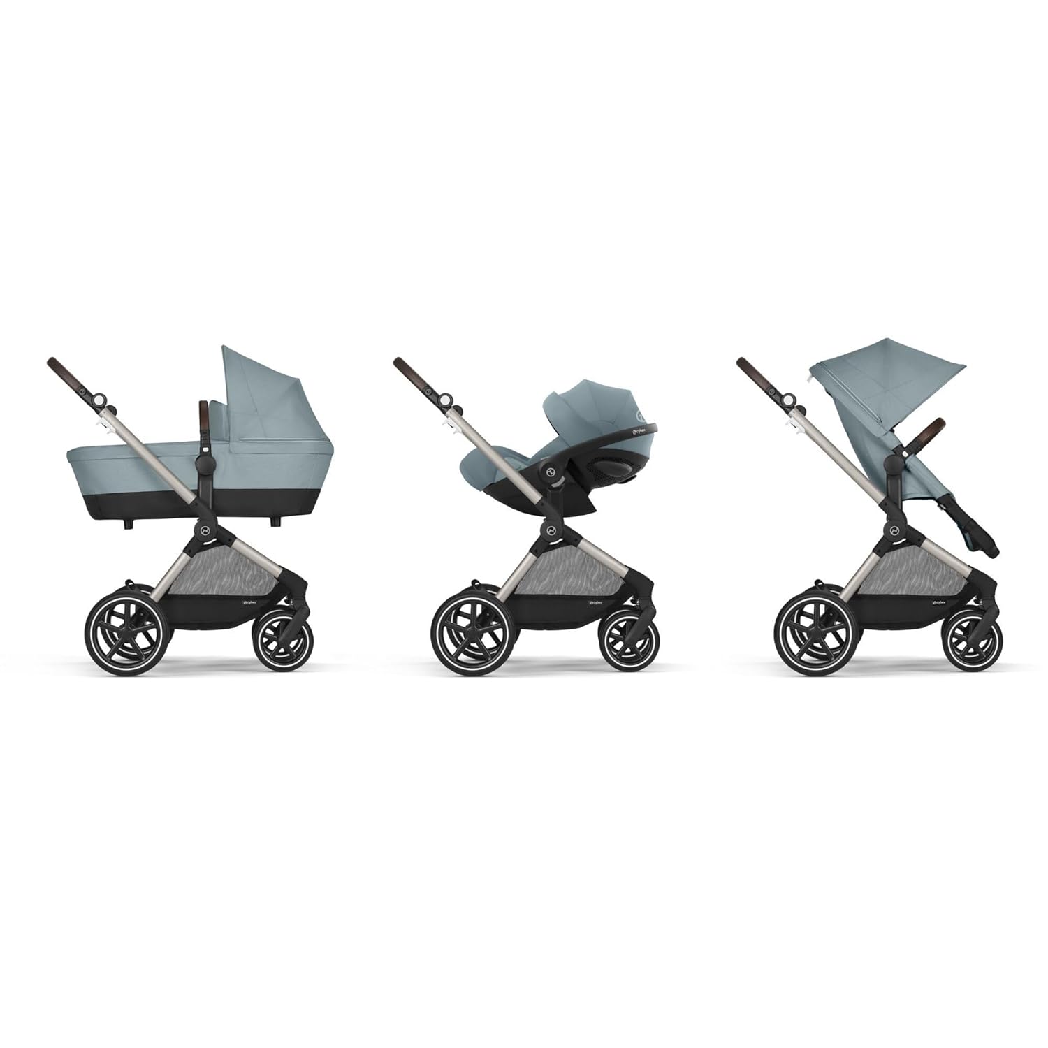 CYBEX Gold Kinderwagen EOS Lux 2-in-1 met Aton B2 i-Size autostoel en autostoeladapters, reissysteem, vanaf de geboorte tot 22 kg (ca. 4 jaar), Moon Black (Zwart)