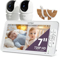 Comfyer Split-Screen Babyfoon met 2 Camera's, 7" HD 720P Videobabyfoon zonder wifi met Beugel, IR-Nachtzicht Groothoeklens Vox-modus 2-Weg Audio 292m Bereik Video Surveillance Apparaten