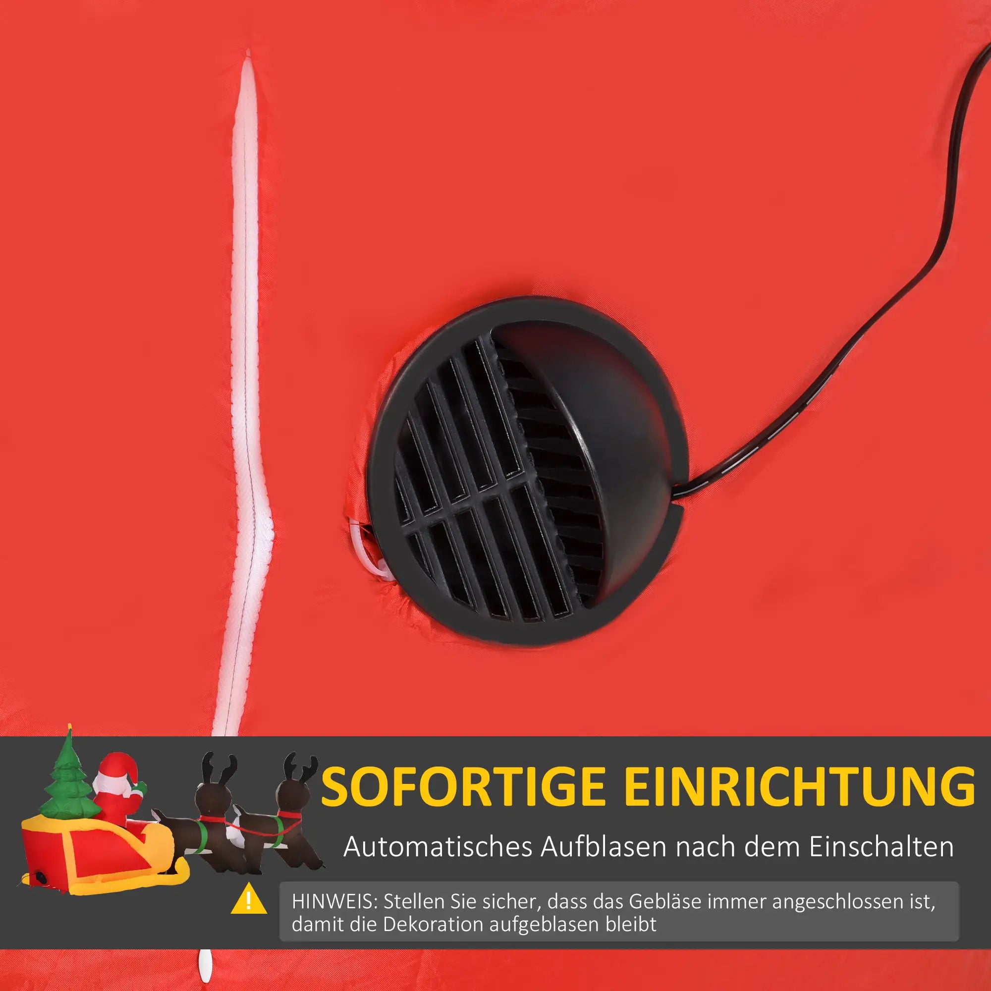 HOMCOM Opblaasbare kerstman met rendierslee LED IP44