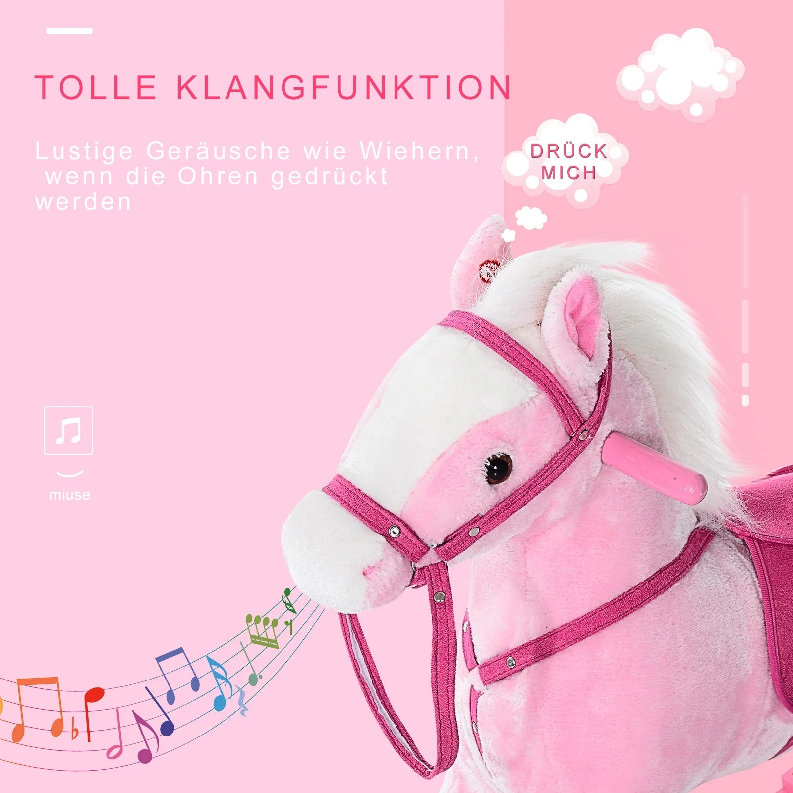 HOMCOM Schommelschaap met geluid roze