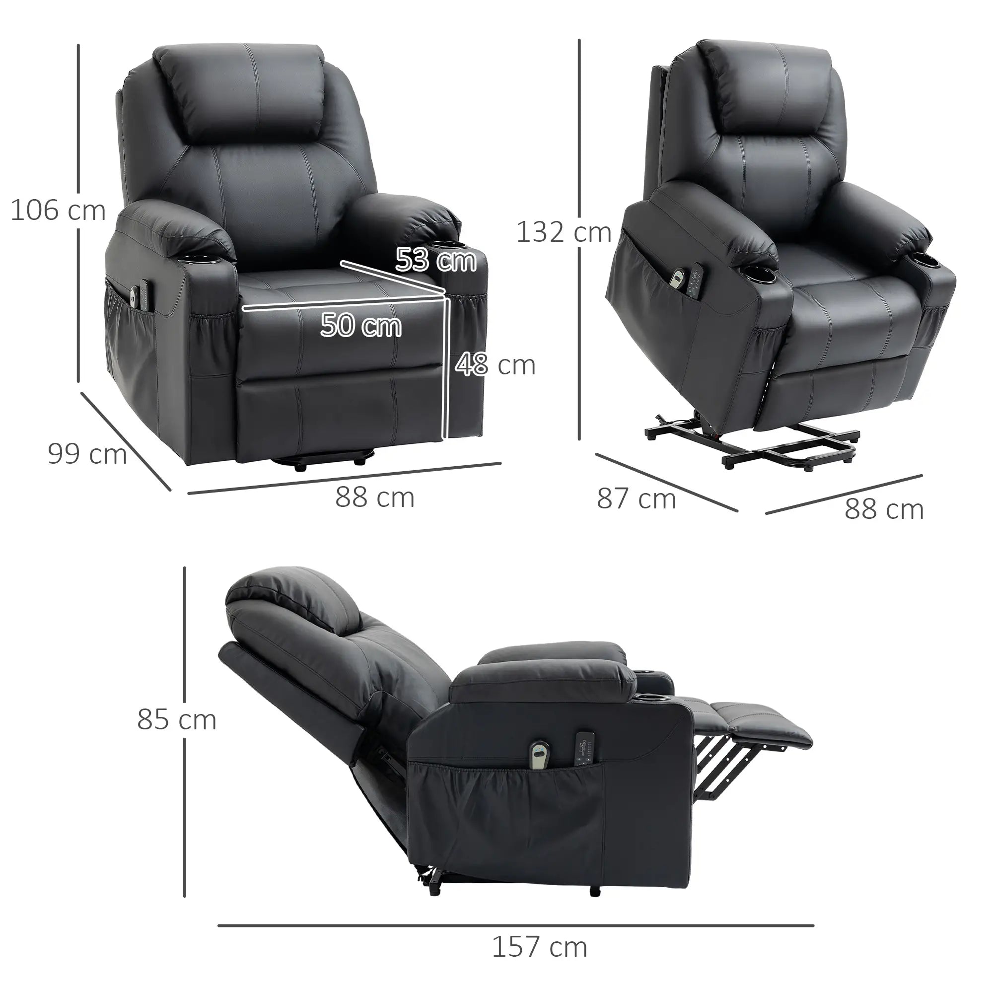 HOMCOM Sta-op stoel elektrisch Massage Ligfunctie