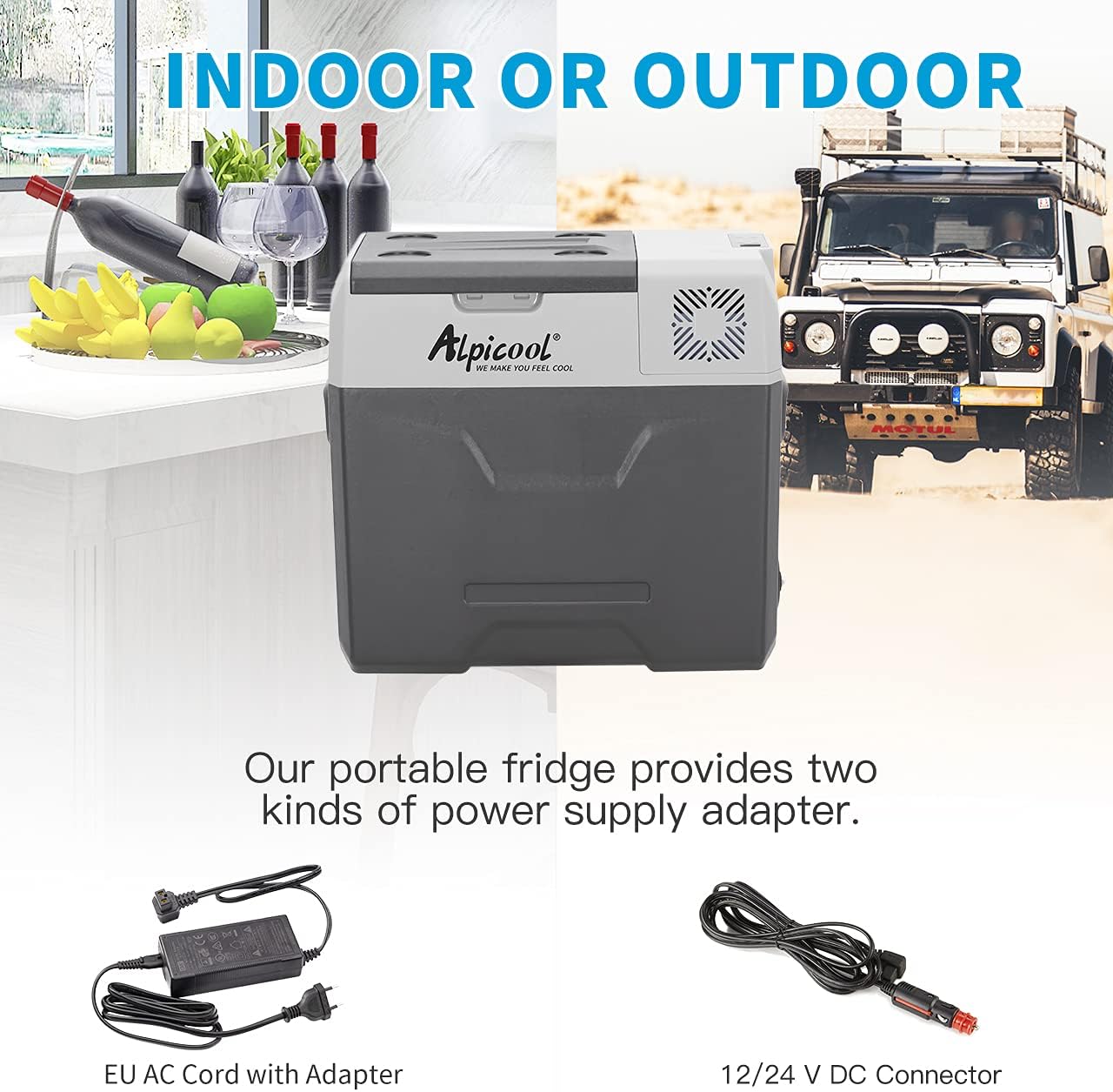 Alpicool CF55 55 Liter Koelbox 12V Draagbare Mini Koelkast Elektrische Vriesbox Kleine Vrieskist voor Auto, Camping, Vrachtwagen, Boot en Stopcontact met USB-aansluiting, -20℃ tot 20℃